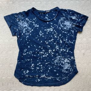 Monrow Blue Bleach Splatter T-Shirt - Size Medium